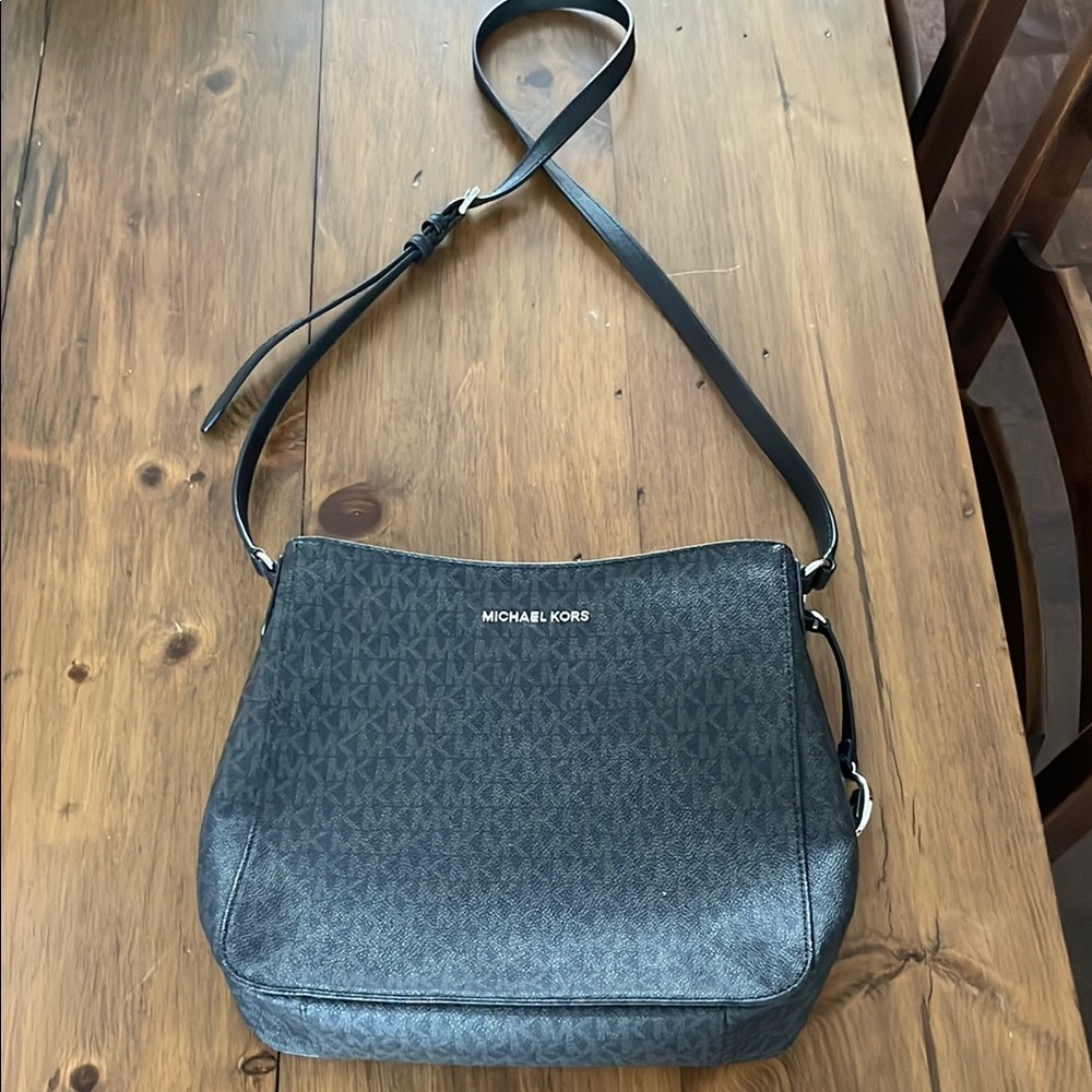 Michael Kors Black Shoulder Bag with Leather Trim